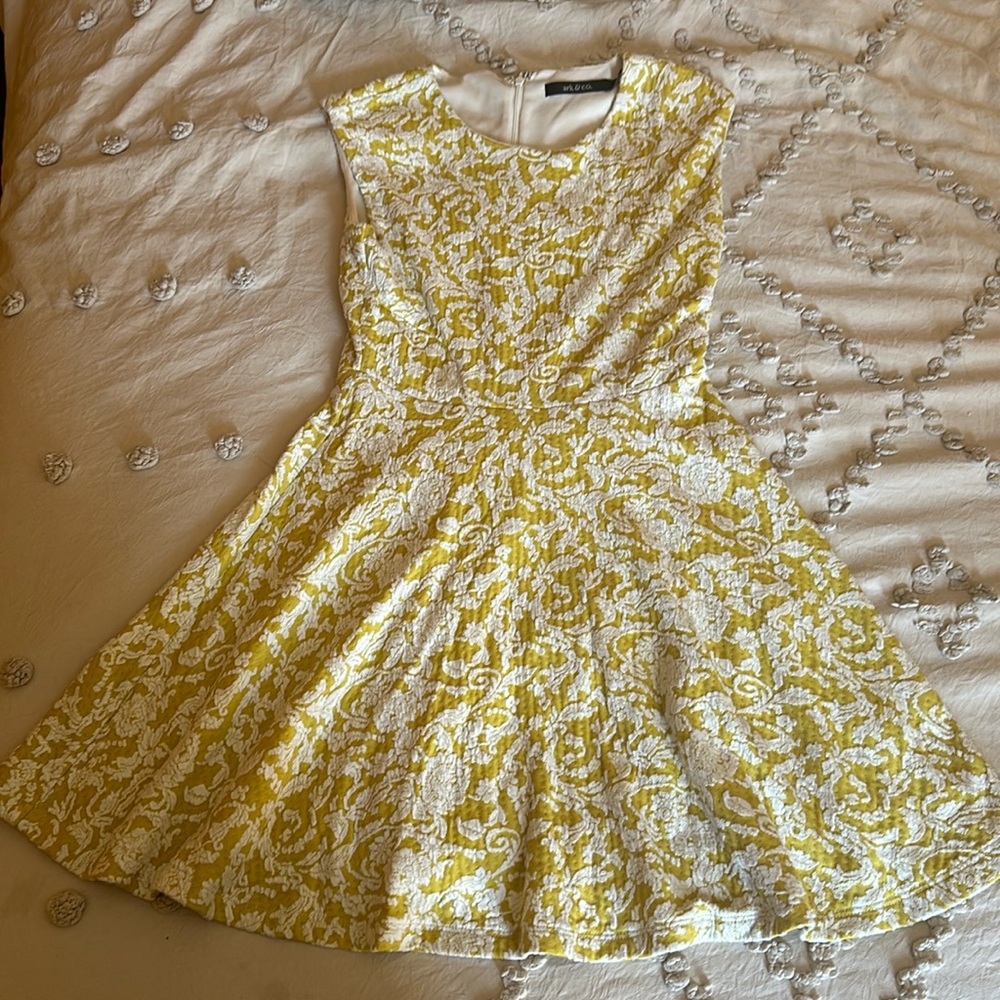 Fit and flare yellow and white Ark&Co dress